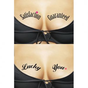 Ta-Ta-Toos - Tatuaż tymczasowy na biust - Satisfaction Guaranteed & Lucky You